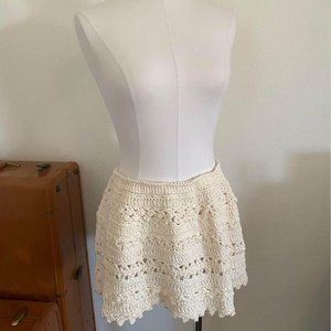 Cream Crochet Beach Coverup Swim Boho Beach Chic Skirt